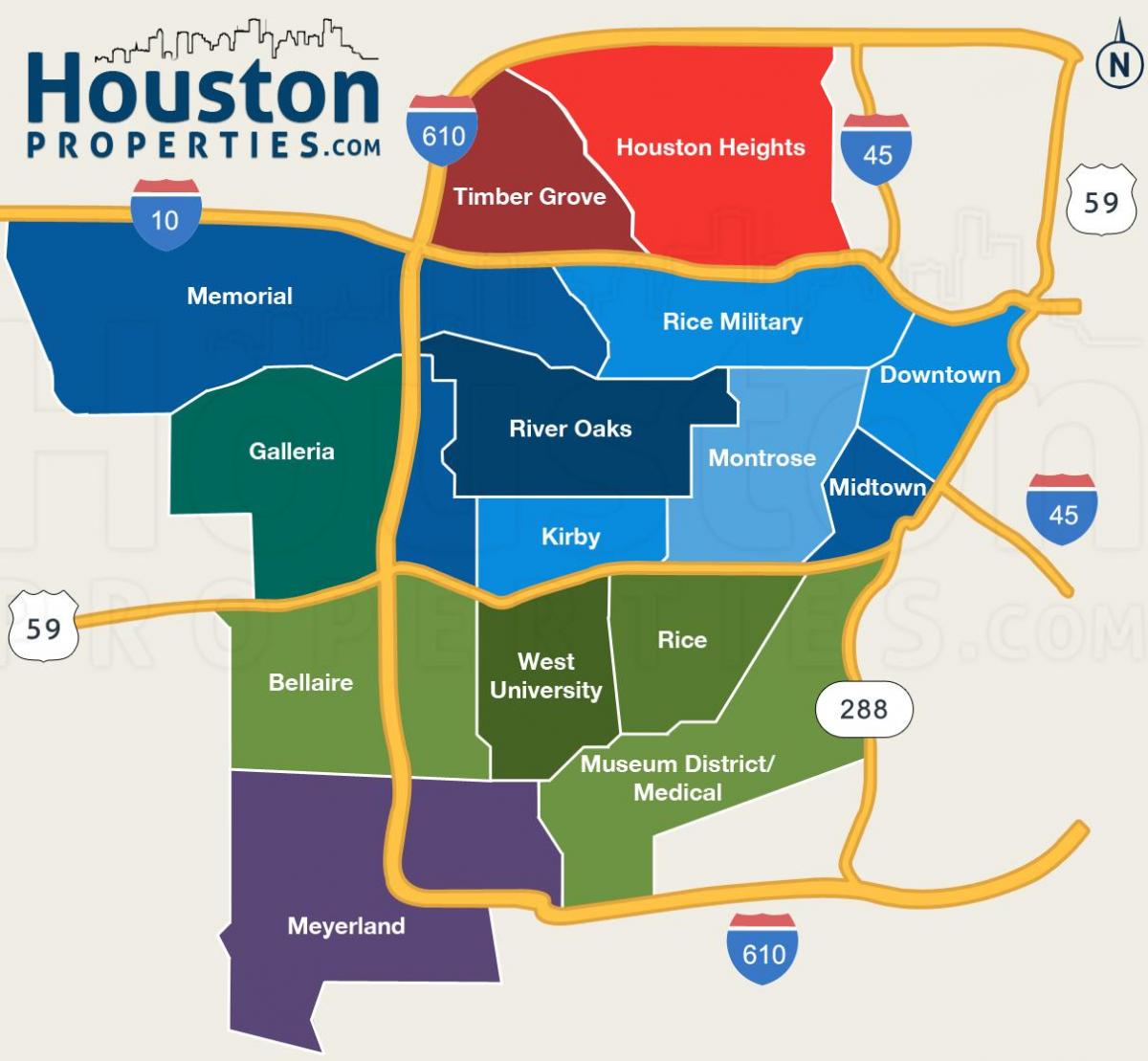 Houston, texas რუკაზე