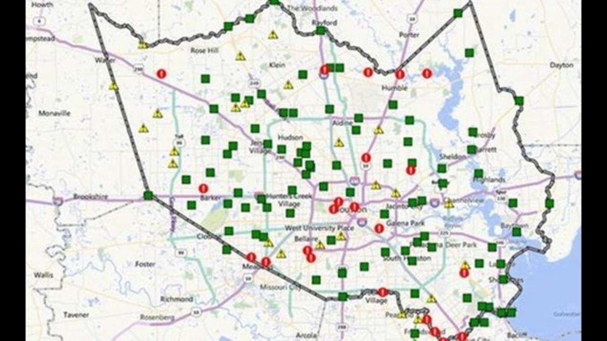 რუკა დატბორილი ტერიტორიები Houston