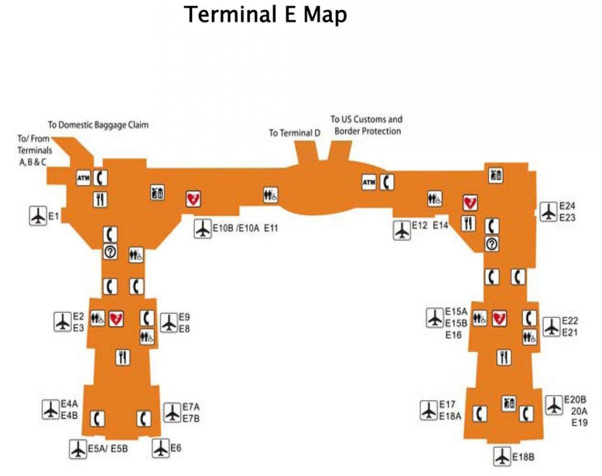 Houston აეროპორტის ტერმინალის e რუკა