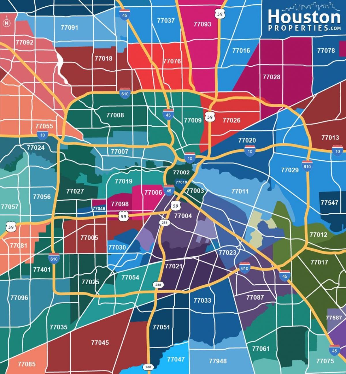 რუკა Houston, texas ფართი