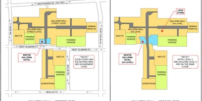 Houston ცენტრი Galleria რუკა
