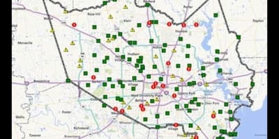 რუკა დატბორილი ტერიტორიები Houston