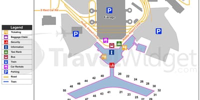 Houston აეროპორტის ტერმინალის რუკა